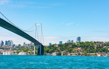 Istanbul, Turkey. Istanbul Bosphorus Bridge. 15 July Martyrs Bridge.