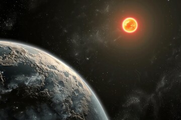 Exoplanet discovery, alien world, hypothetical atmosphere, distant sun