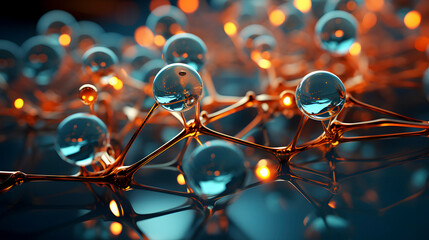Digital technology presents a complex molecular structure poster web page PPT background with generative