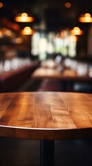 b'An empty table with a blurred background' - obrazy, fototapety, plakaty
