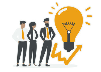Business team searching for ideas - Brainstorming Teamwork - Simple hand drawn style vector - Creative Meetings, Problem Solving