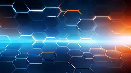 Obraz premium Abstract technology background with hexagonal pattern and glowing lights