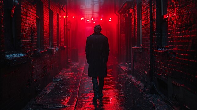 Authentic stock photos depict cinematic scenes with high-contrast color combinations and moody lighting resembling still frames from a film noir or thriller movie