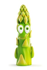 Quirky asparagus character on white background - 794107121