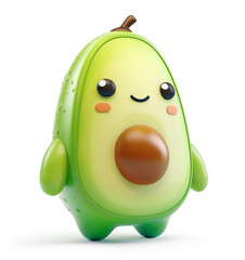 Cute avocado character with a happy face on white background - 794107134