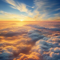 b'above the clouds at sunset' - obrazy, fototapety, plakaty