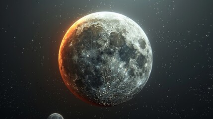 Eclipse: A 3D illustration of a lunar eclipse, with the Earth between the sun and the moon - obrazy, fototapety, plakaty