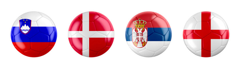 Euro 2024 Germany GROUP C teams ball flags. Transparent background. 3d illustration .	