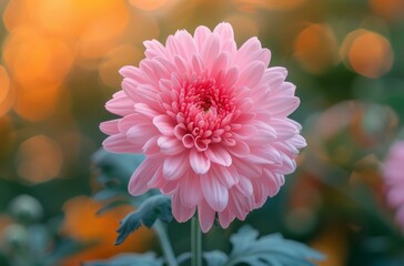 b'Close-up of a beautiful pink flower in full bloom with a blurred background'