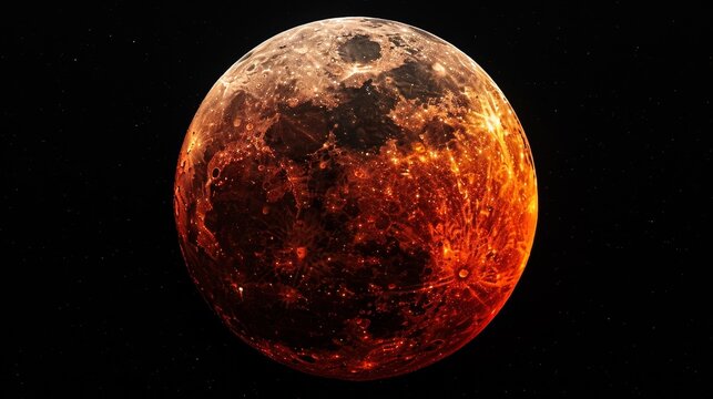 Eclipse: A photo of a total lunar eclipse, showing the moon