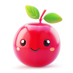 Cranberry character with cute eyes and a joyful smile on white background