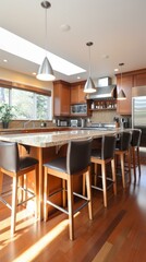 b'Kitchen island with seating for six'