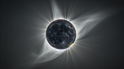 Eclipse: An illustration of a total solar eclipse, with the moon perfectly aligning with the sun
