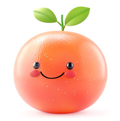 Smiling grapefruit character with leaves on a white background - 794111937