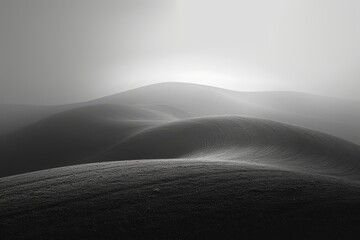 Black and white foggy hills - obrazy, fototapety, plakaty