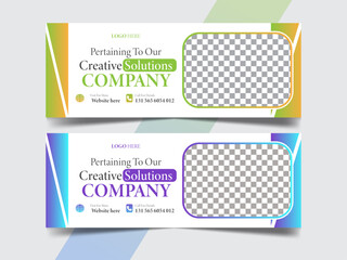 Professional creative business solution facebook cover design and corporate web banner template.