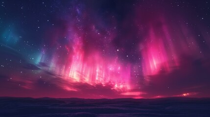 Night Sky: A 3D rendering of the night sky, featuring a vibrant display of the Northern Lights - obrazy, fototapety, plakaty