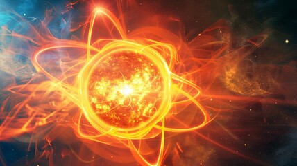 Blazing Atomic Radiance Captivating Cosmic Phenomenon of Energy and Light