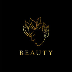 beauty salon logo woman silhouette side view vector illustration