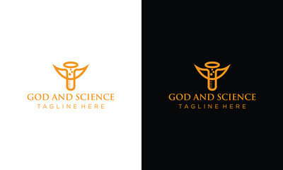 Angel logo or icon where an angel wings and halo resembles a lab beaker