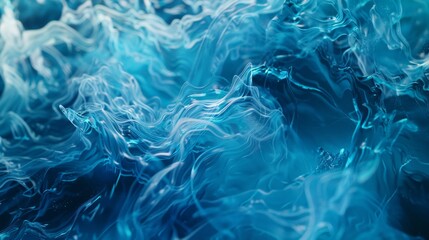 Transparent blue tones blending and swirling, mimicking the flow of water in an abstract interpretation of the ocean, suitable for a marine conservation campaign. - obrazy, fototapety, plakaty