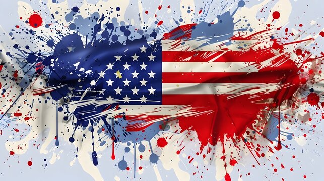 Abstract Splashes of Red, White, and Blue: A Modern Interpretation of the American Flag