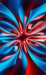 abstract background with blue and red curved lines.