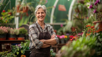 Confident Woman in a Greenhouse