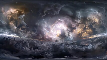 360 degree nebula panorama in deep space equirectangular hdri environment map