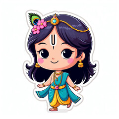 Lord Krishna kid cartoon character sticker