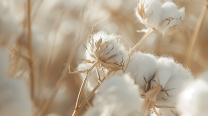 Soft Focus on Organic Cotton Bolls in Natural Light