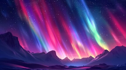 Obraz premium colorful aurora borealis northern lights in night sky abstract nature background