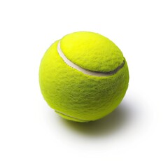 A yellow tennis ball on a white background.