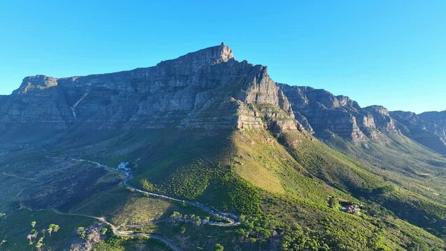Aerial of Table Mountain, Cape Town, Western Cape, South Africa, Africa
