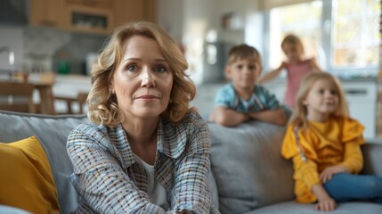 Obraz premium The Thoughtful Mother at Home