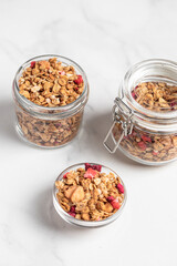 homemade granola, healthy breakfast, Homemade whole grain musli with berries