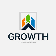 Growth Logo Design template - Housing and growing icon concept 