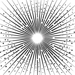 Obraz premium flat vector illustration of an abstract starburst pattern with dots radiating outwards from the center on a white background