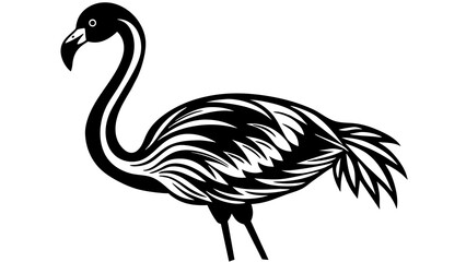 flamingo silhouette isolated on white - obrazy, fototapety, plakaty