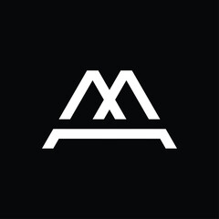 triangular logo monogram forming the letters "a" and "m".