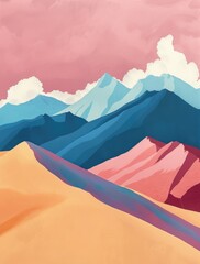 Colorful Abstract Mountain Landscape Illustration