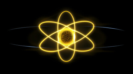 Vibrant golden glowing atoms
