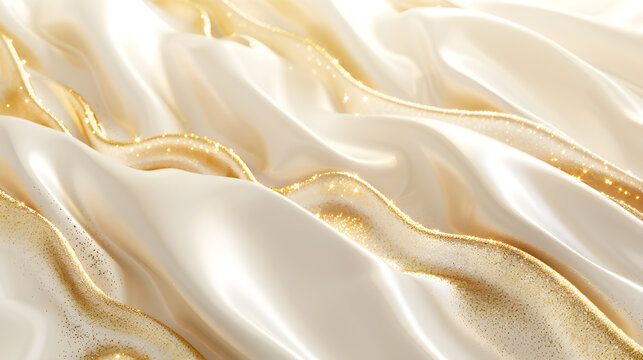 The luxurious, pearly white background contrasts perfectly with the shimmering gold.