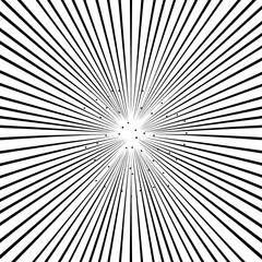 Obraz premium Black and white vector pattern, rays of light radiating out from the center in all directions, symmetrical design, simple graphic sunbrust