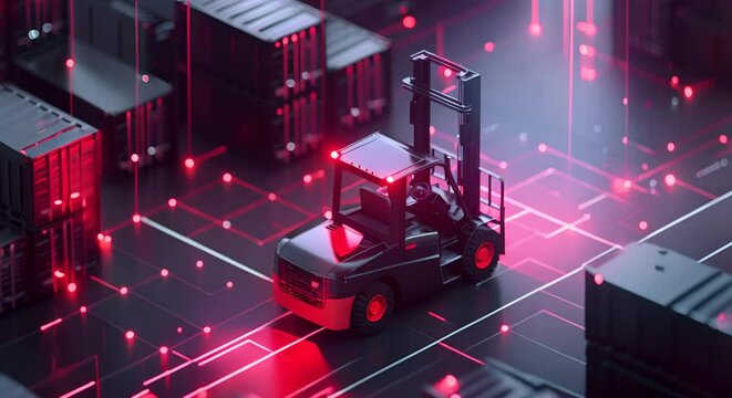 Animated graph highlighting the reduction in operational errors thanks to AI forklift deployment,
