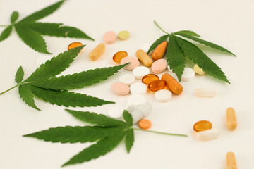 Marijuana, pills, the concept of drug addiction and medicine