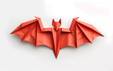 Paper Origami bat in flat style isolated on white. The art of paper folding
