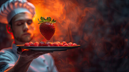 Perfect strawberry, mastery concept background, generative ai