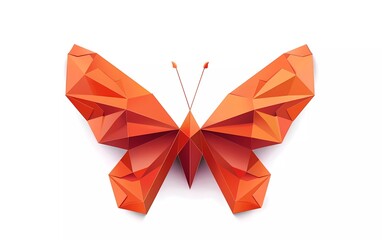 Paper Origami butterfly in flat style isolated on white. The art of paper folding