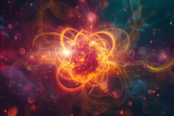 Obraz premium A bright orange ball with a blue and purple background